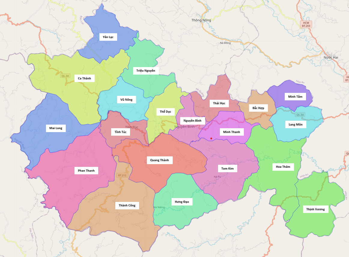 Bản đồ hành chính huyện Nguyên Bình