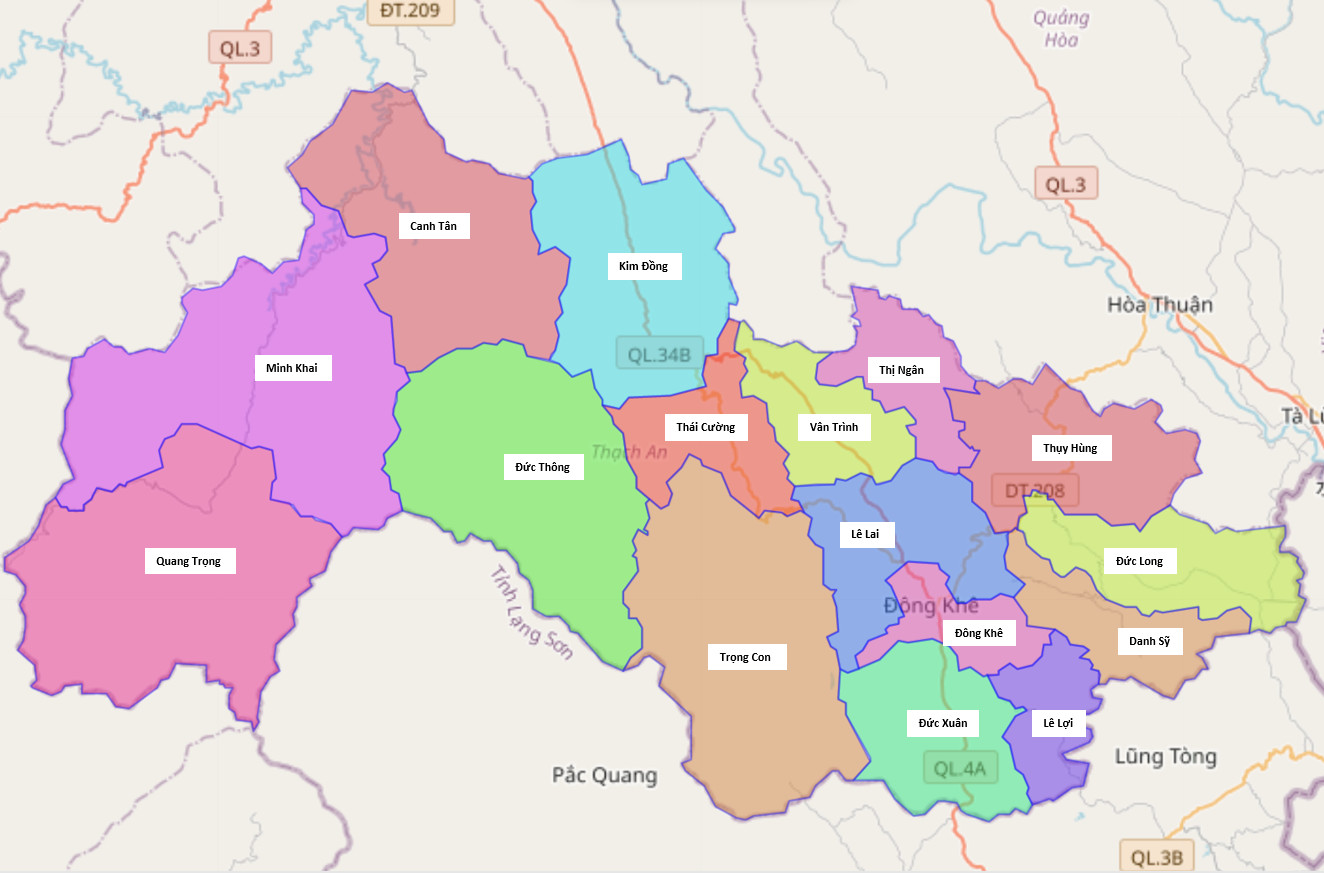 Bản đồ hành chính huyện Thạch An