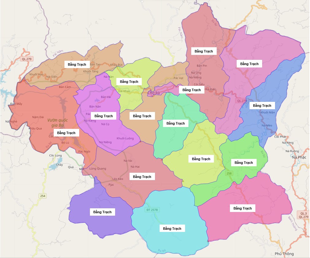 Bản đồ hành chính huyện Ba Bể