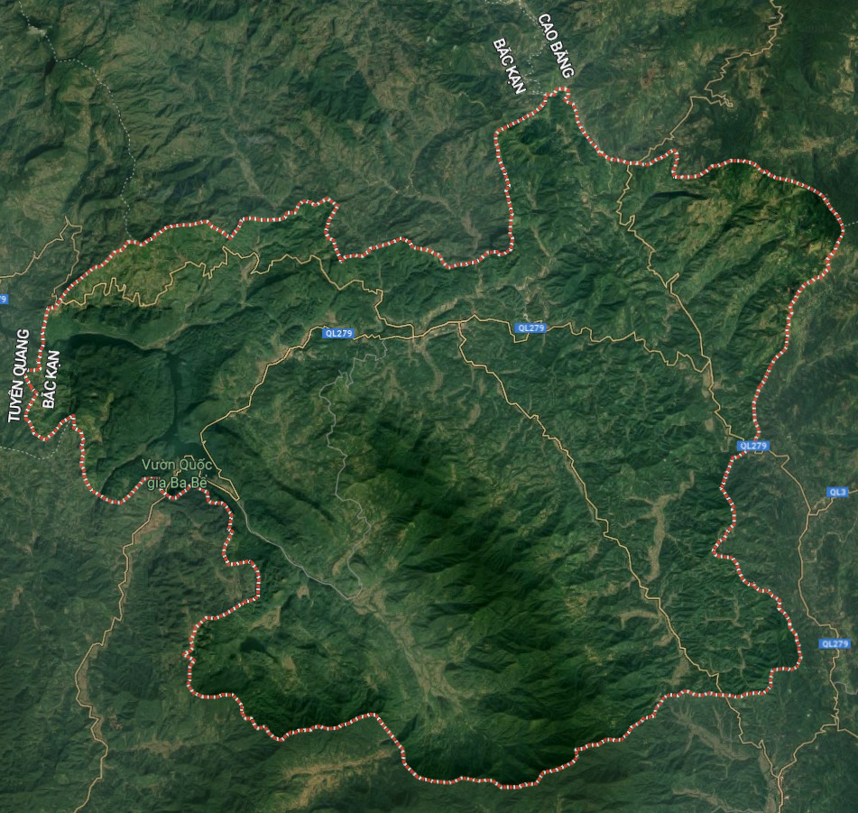Bản đồ vệ tinh huyện Ba Bể