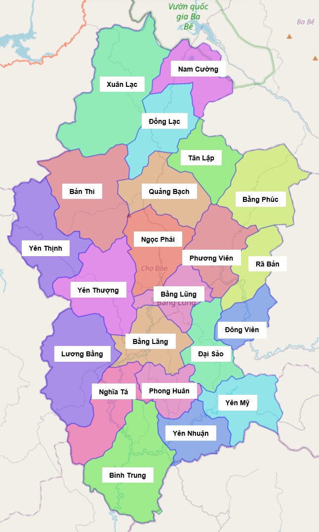 Bản đồ hành chính huyện Chợ Đồn