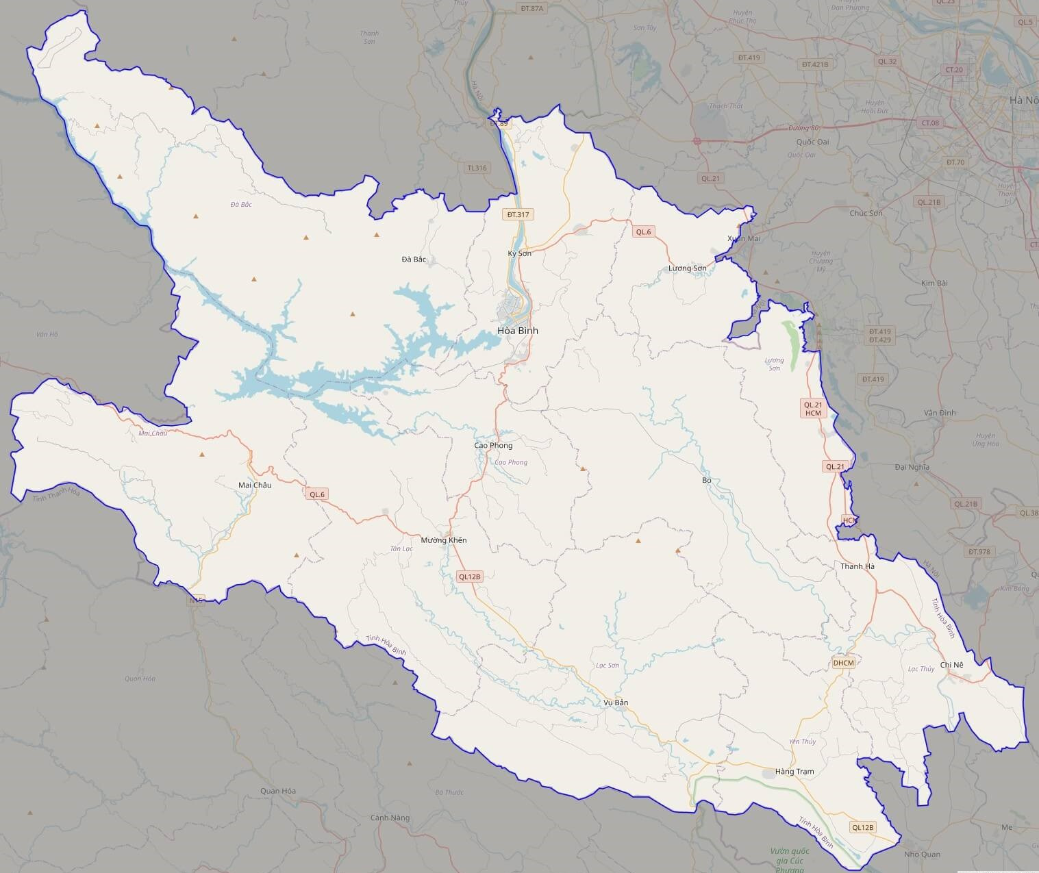 Bản đồ giao thông tỉnh Hòa Bình