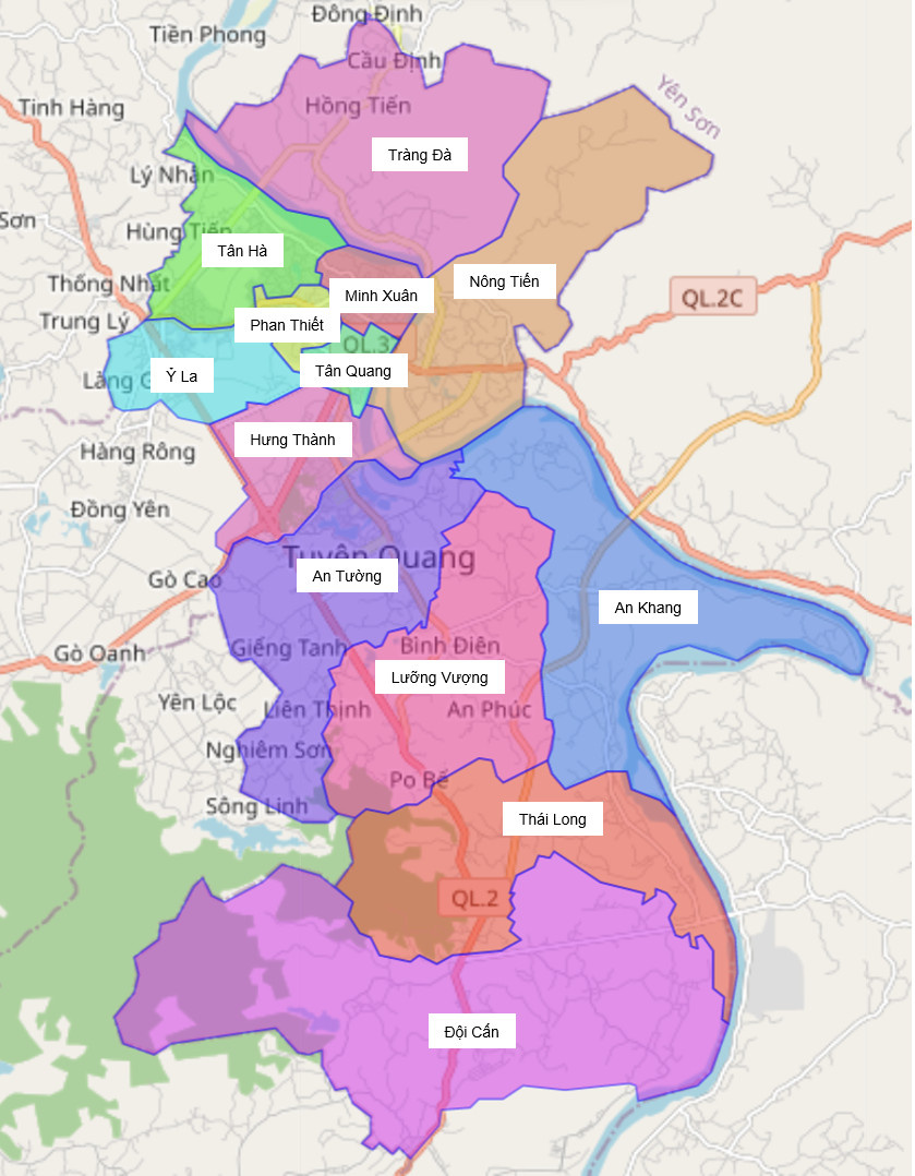 Bản đồ hành chính thành phố Tuyên Quang