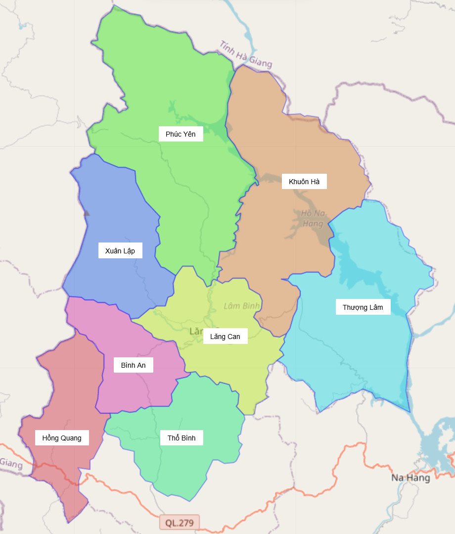 Bản đồ hành chính huyện Lâm Bình