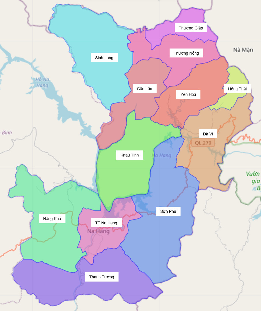Bản đồ hành chính huyện Na Hang