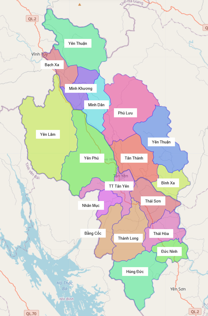 Bản đồ hành chính huyện Hàm Yên 