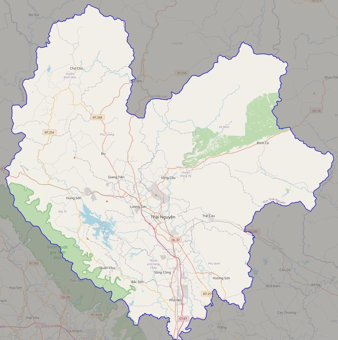 Bản đồ giao thông tỉnh Thái Nguyên