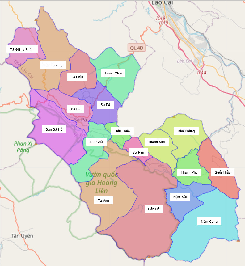Bản đồ hành chính thị xã Sa Pa