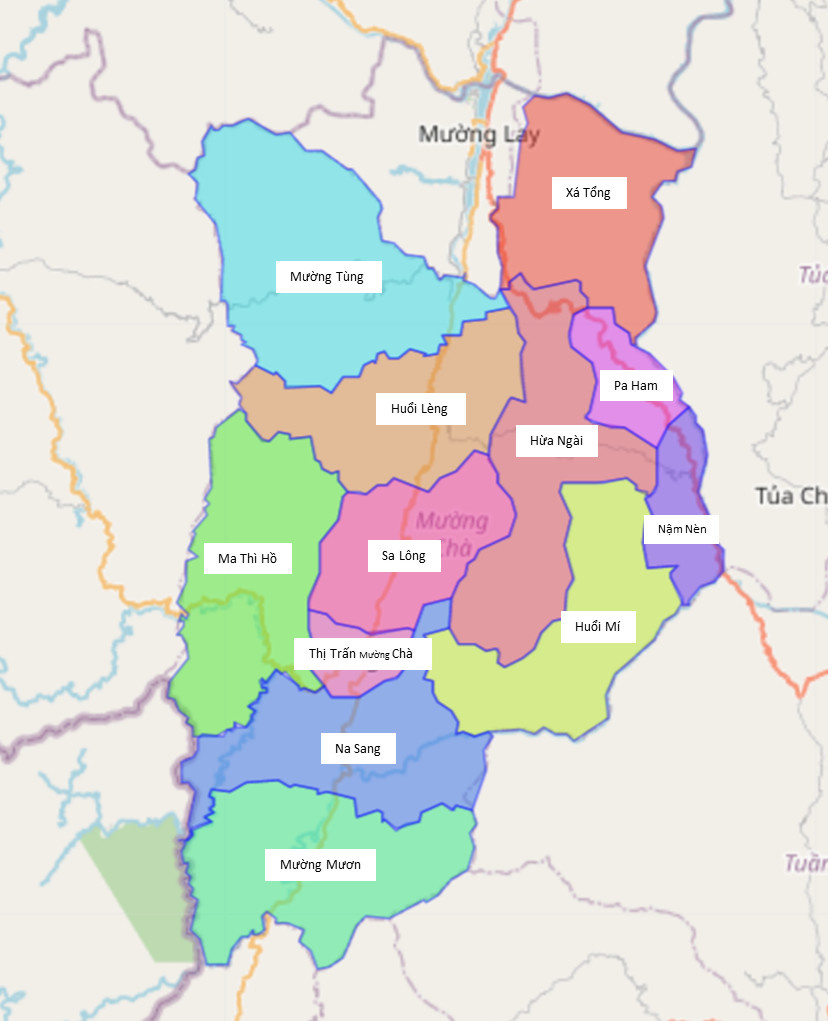 Bản đồ hành chính huyện Mường Chà 