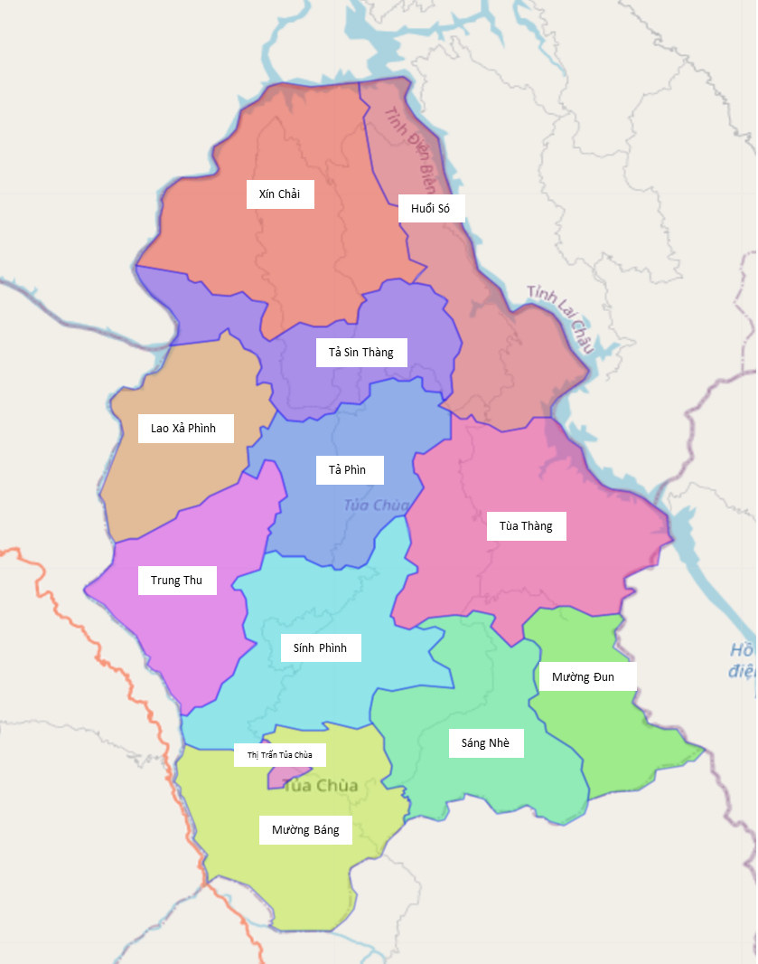 bản đồ hành chính huyện chùa Tủa 