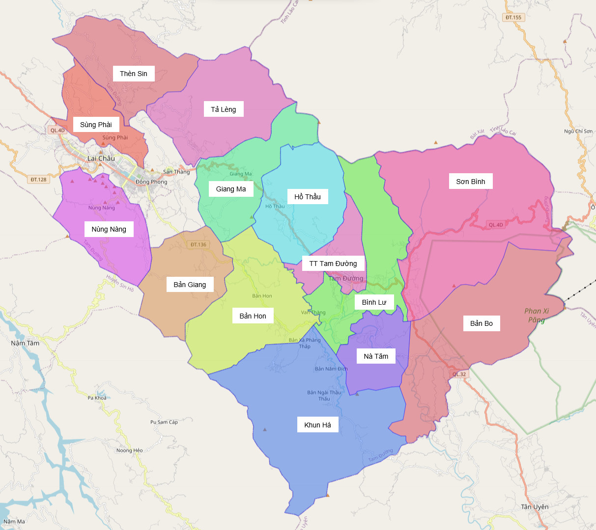 Bản đồ hành chính huyện Tam Dương