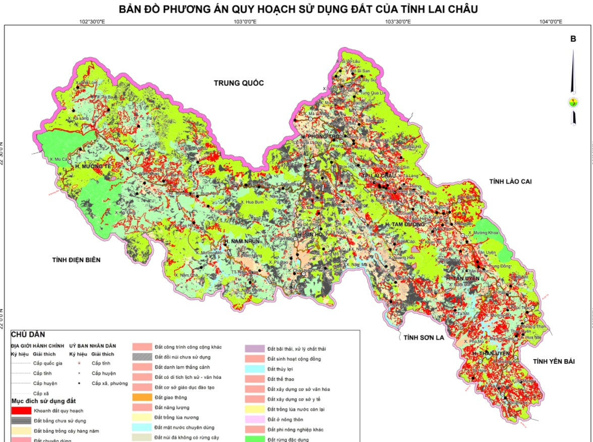 Bản đồ quy hoạch huyện Mường Tè theo bản đồ quy hoạch tỉnh Lai Châu