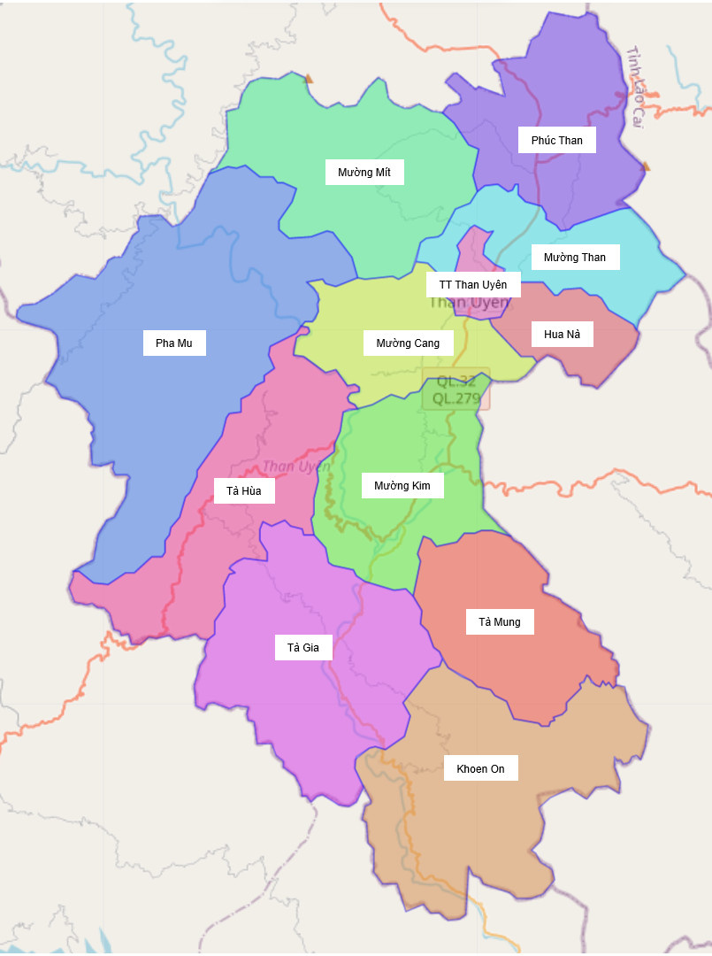 Bản đồ hành chính huyện Than Uyên