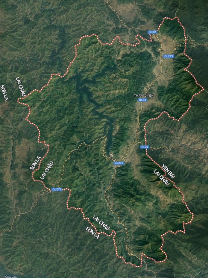 Bản đồ vệ tinh huyện Than Uyên