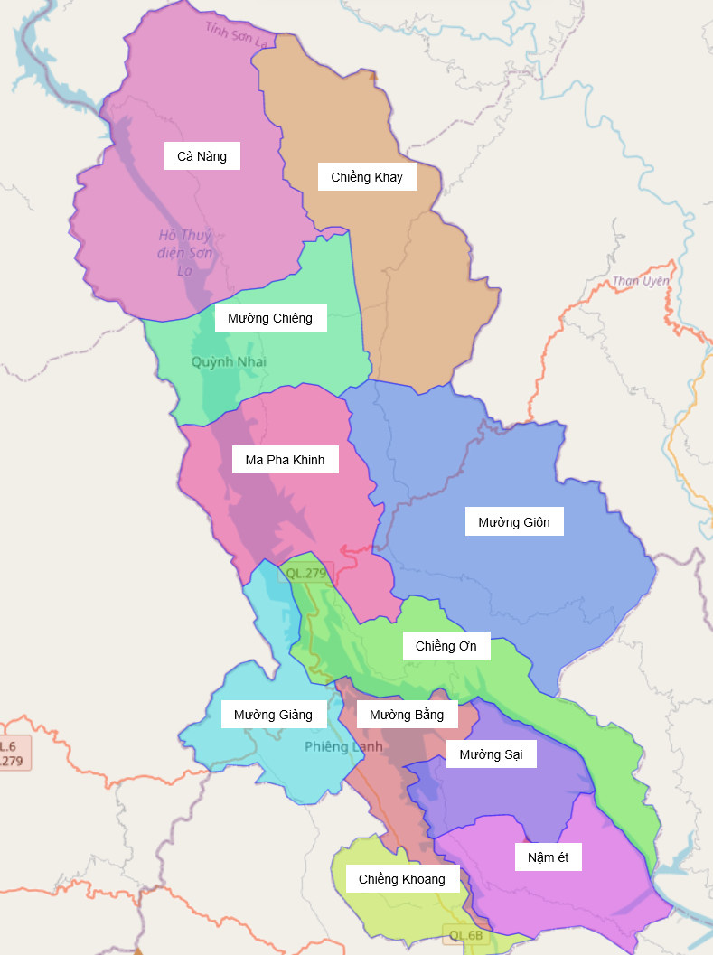 Bản đồ hành chính huyện Quỳnh Nhai