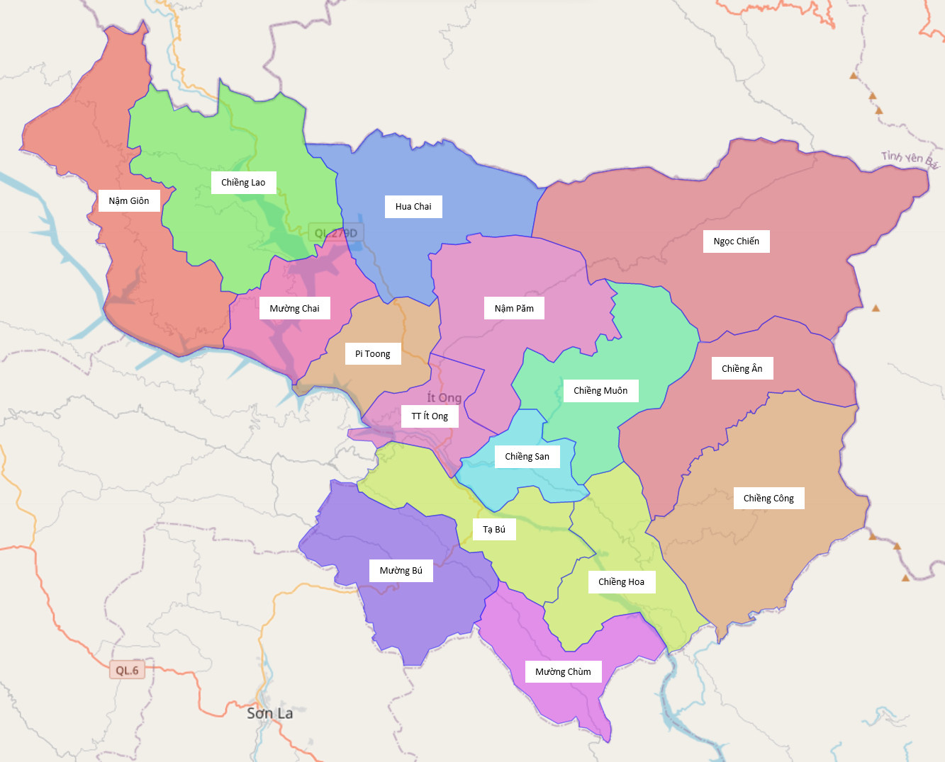 Bản đồ hành chính huyện Mường La