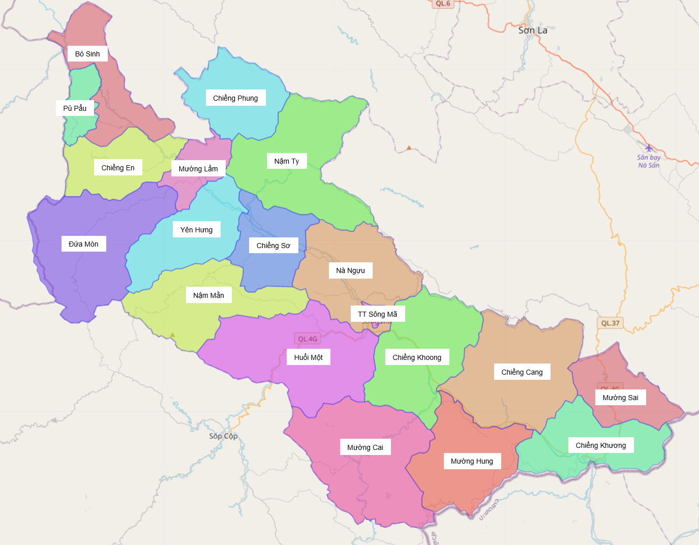 Bản đồ hành chính huyện Sông Mã