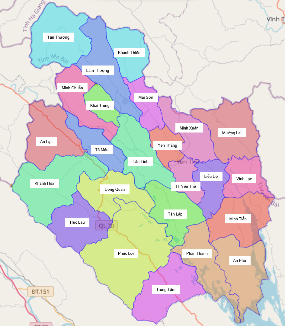 Bản đồ hành chính huyện Lục Yên