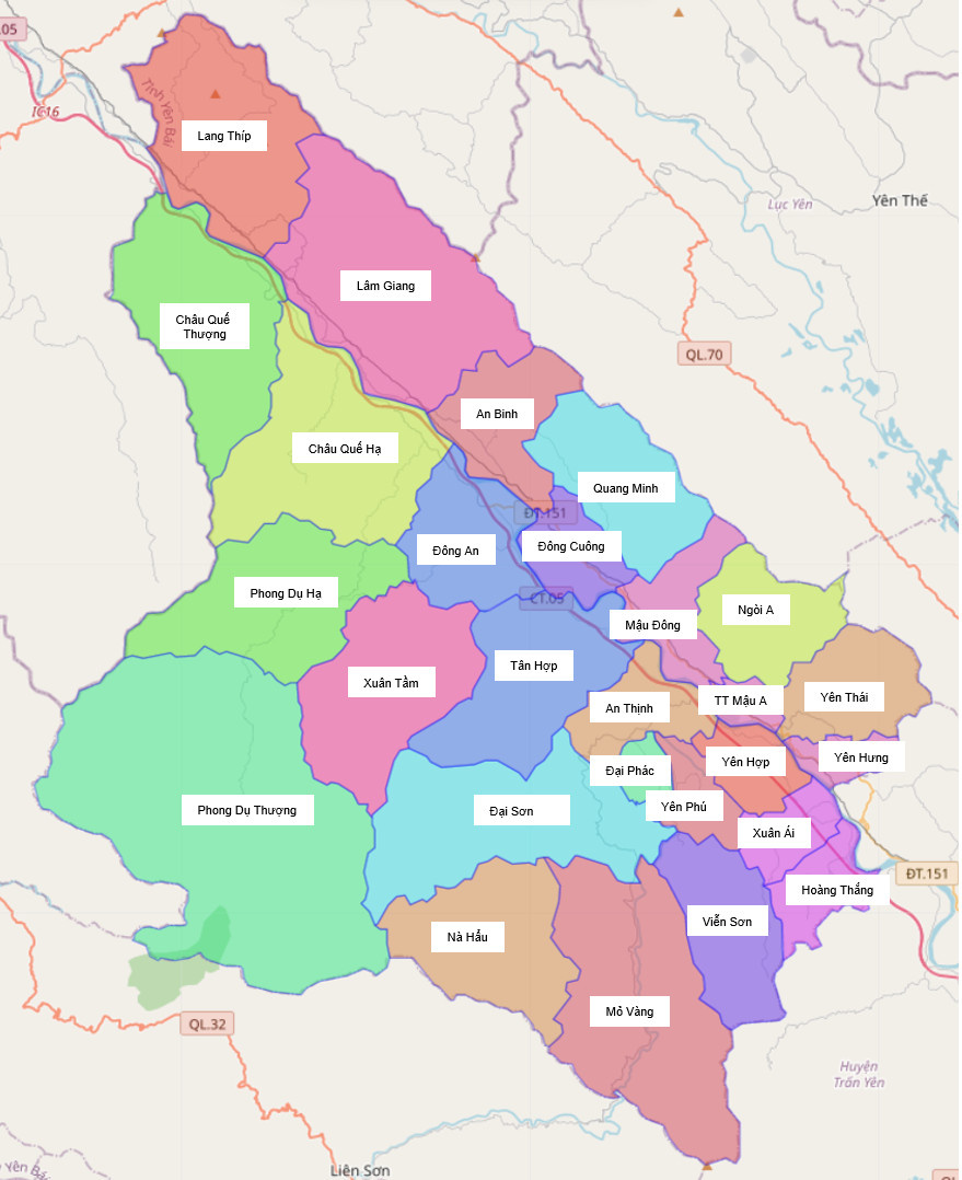 Bản đồ hành chính huyện Văn Yên
