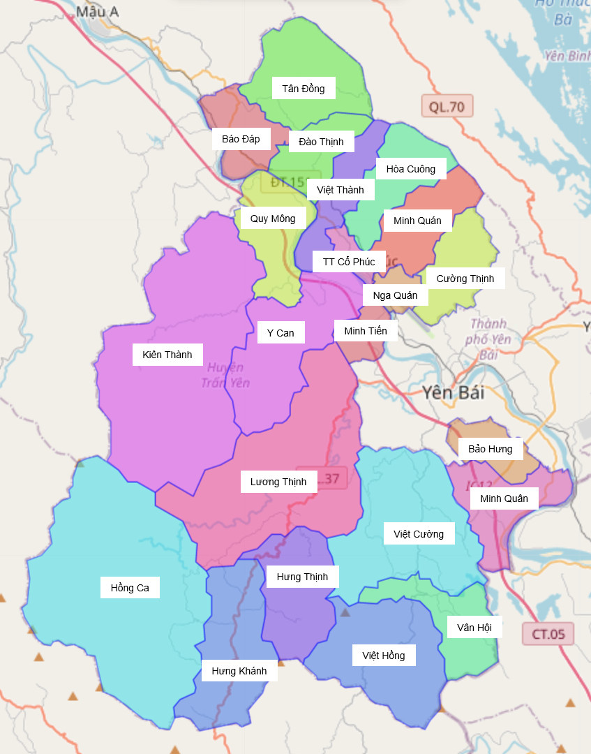 Bản đồ hành chính huyện Trấn Yên
