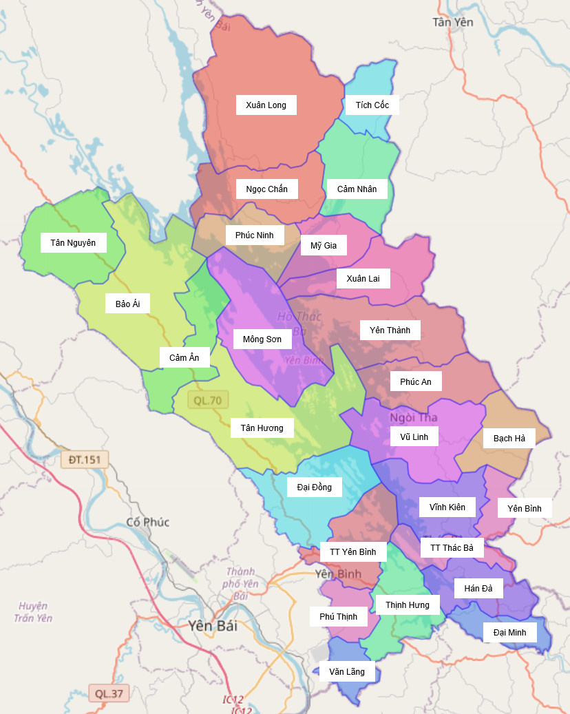 Bản đồ hành chính thị trấn Yên Bình