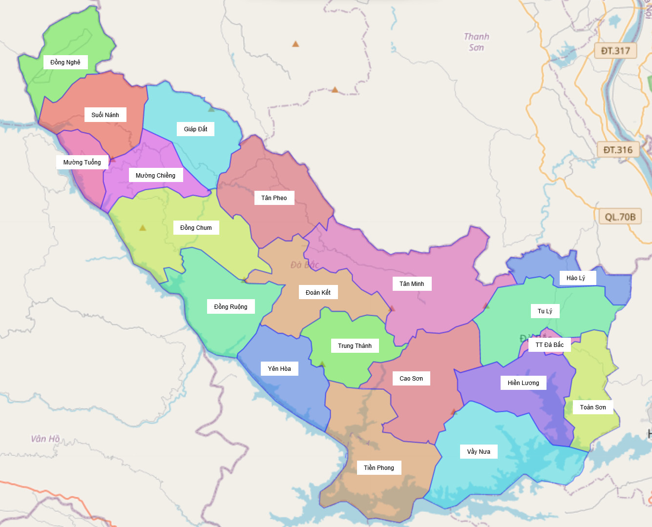 Bản đồ hành chính huyện Đà Bắc