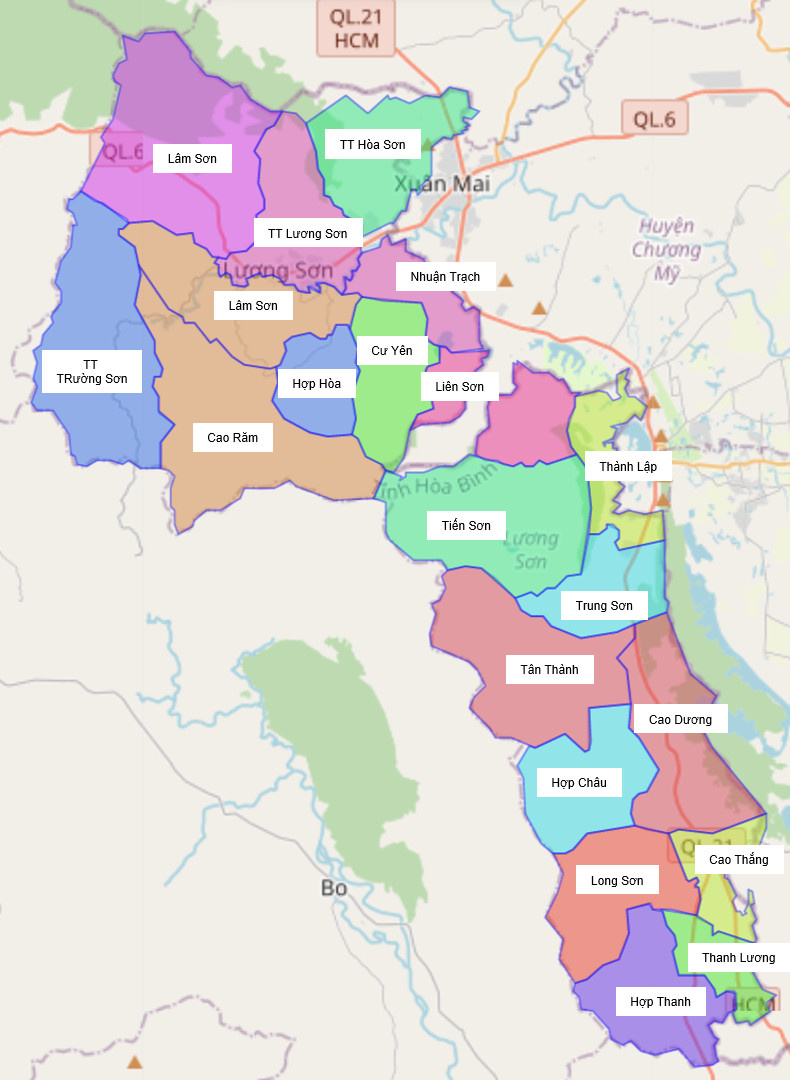 Bản đồ hành chính huyện Lương Sơn