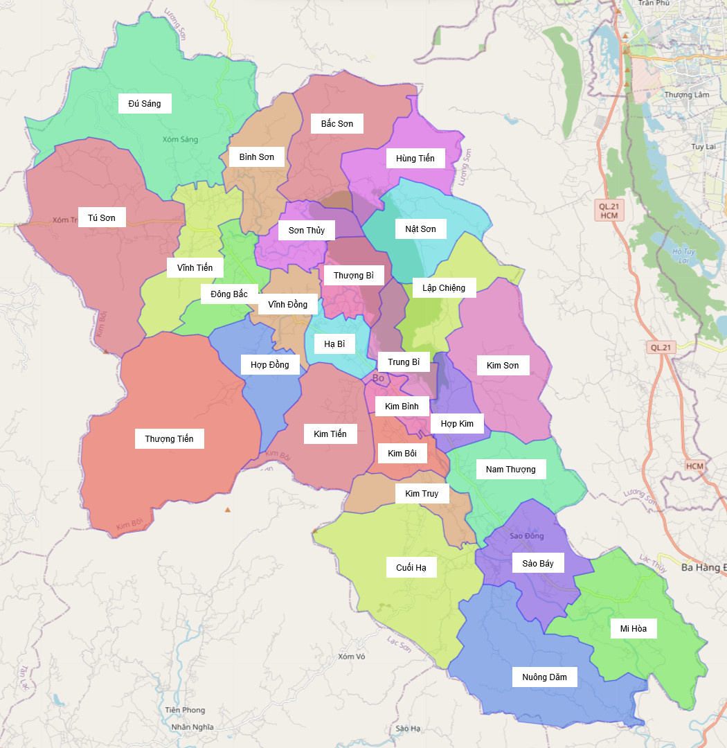 Bản đồ quy hoạch huyện Huyện Kim Bôi