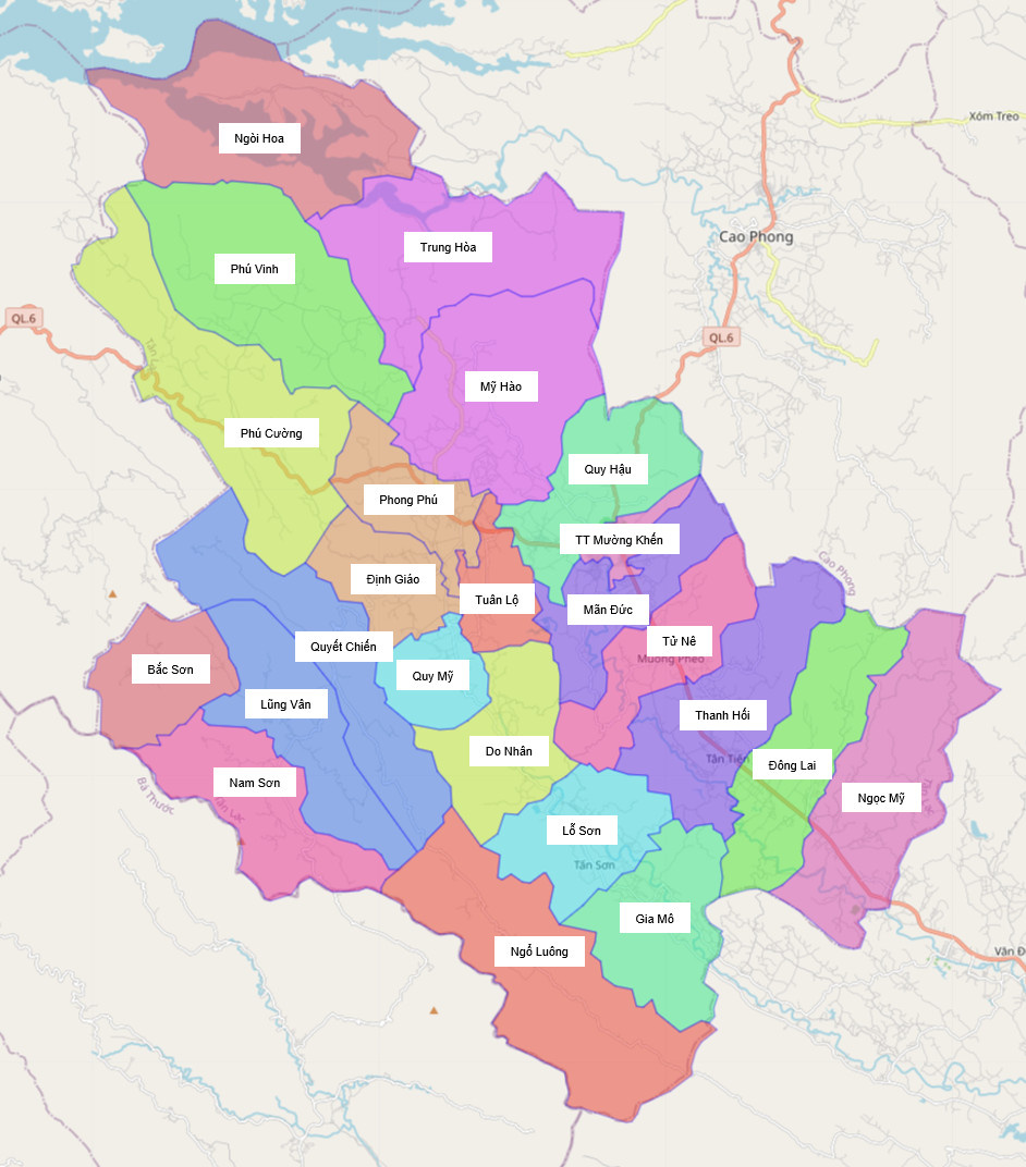 Bản đồ hành chính huyện Tân Lạc