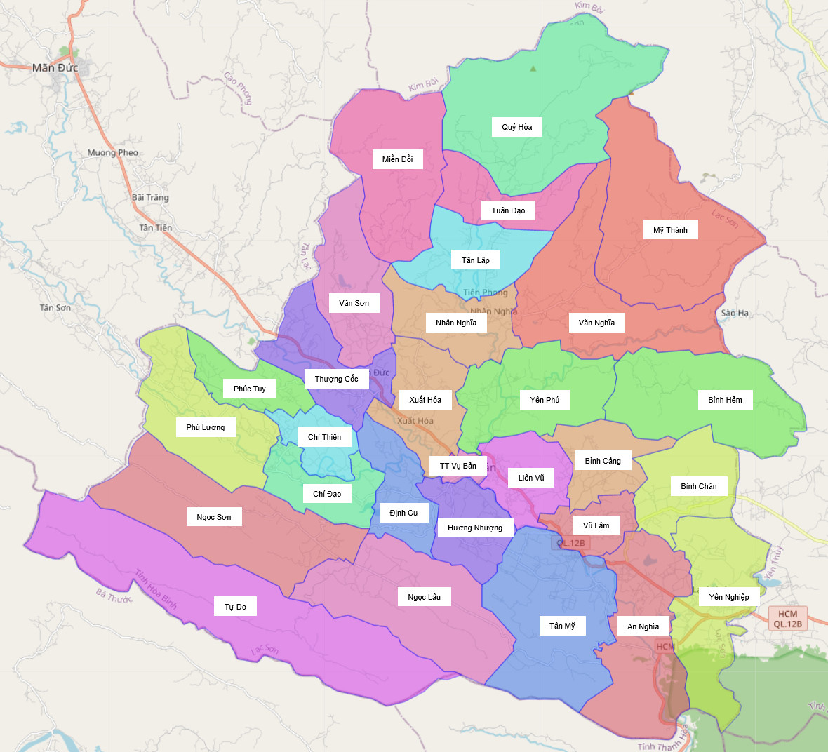 Bản đồ hành chính huyện Lạc Sơn
