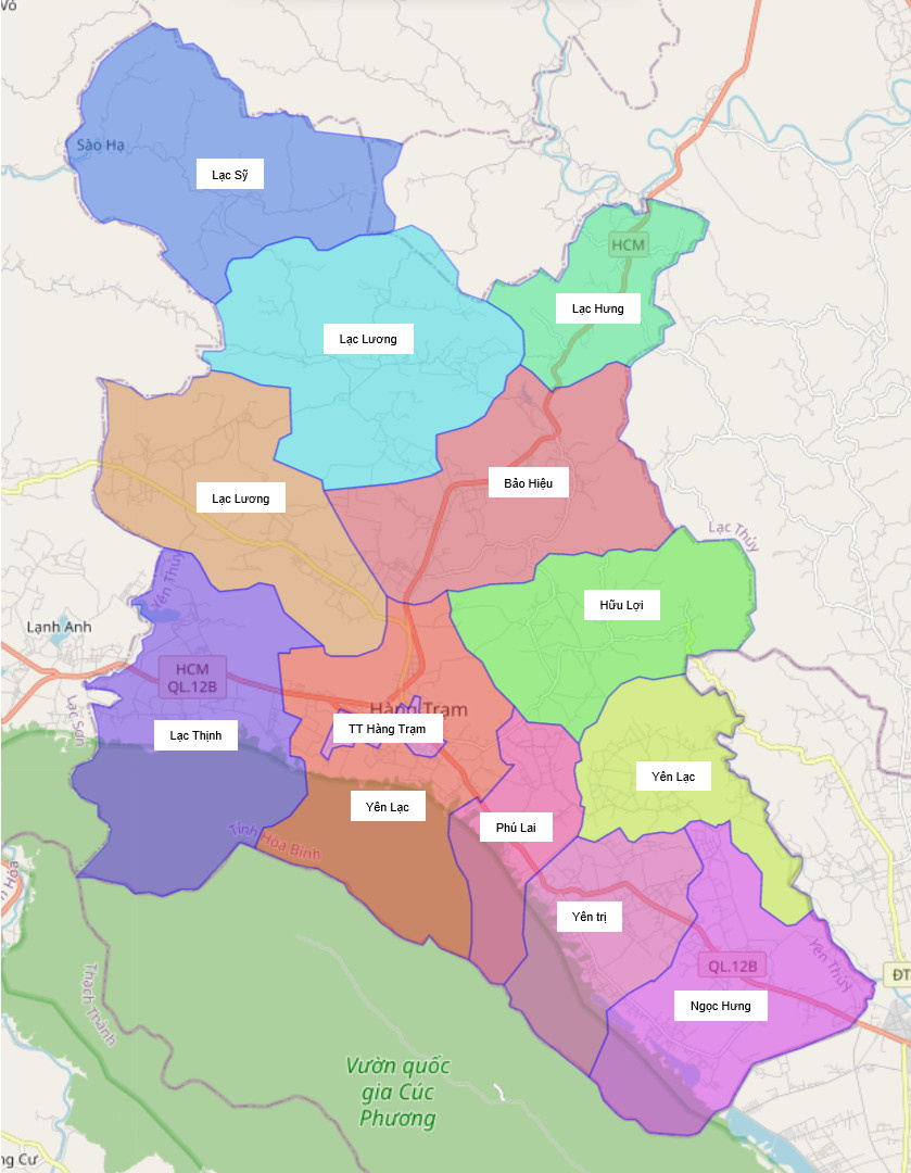 Bản đồ hành chính huyện Yên Thủy
