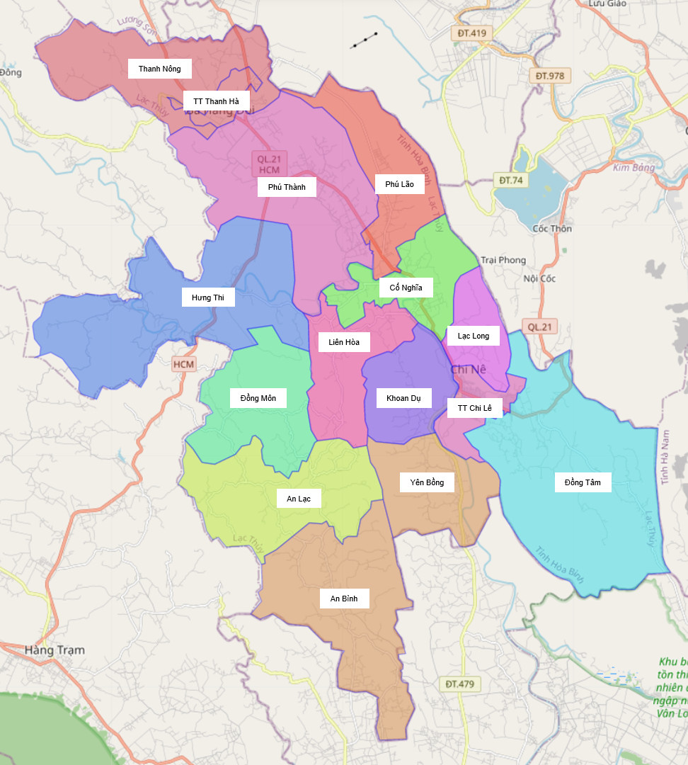 Bản đồ hành chính huyện Lạc Thủy