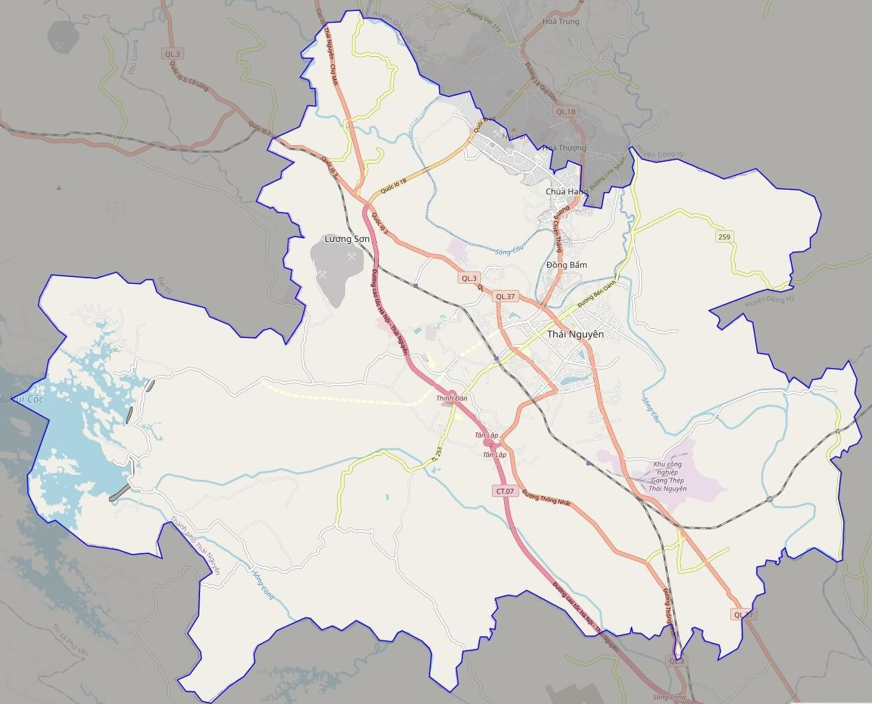 Bản đồ giao thông thành phố Thái Nguyên