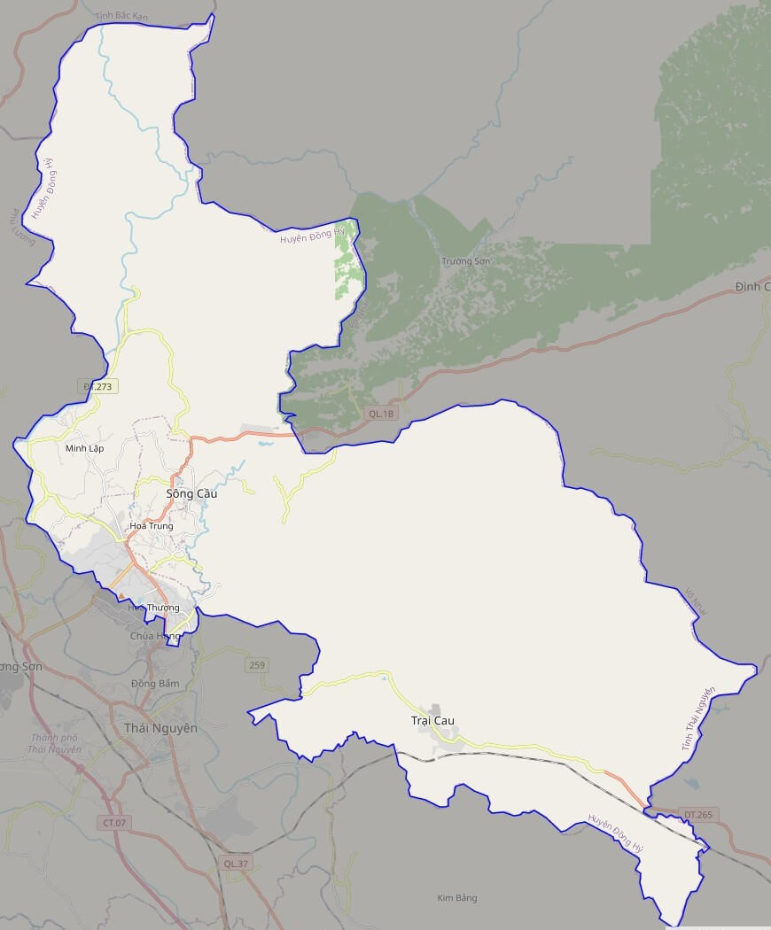 Bản đồ giao thông huyện Đồng Hỷ