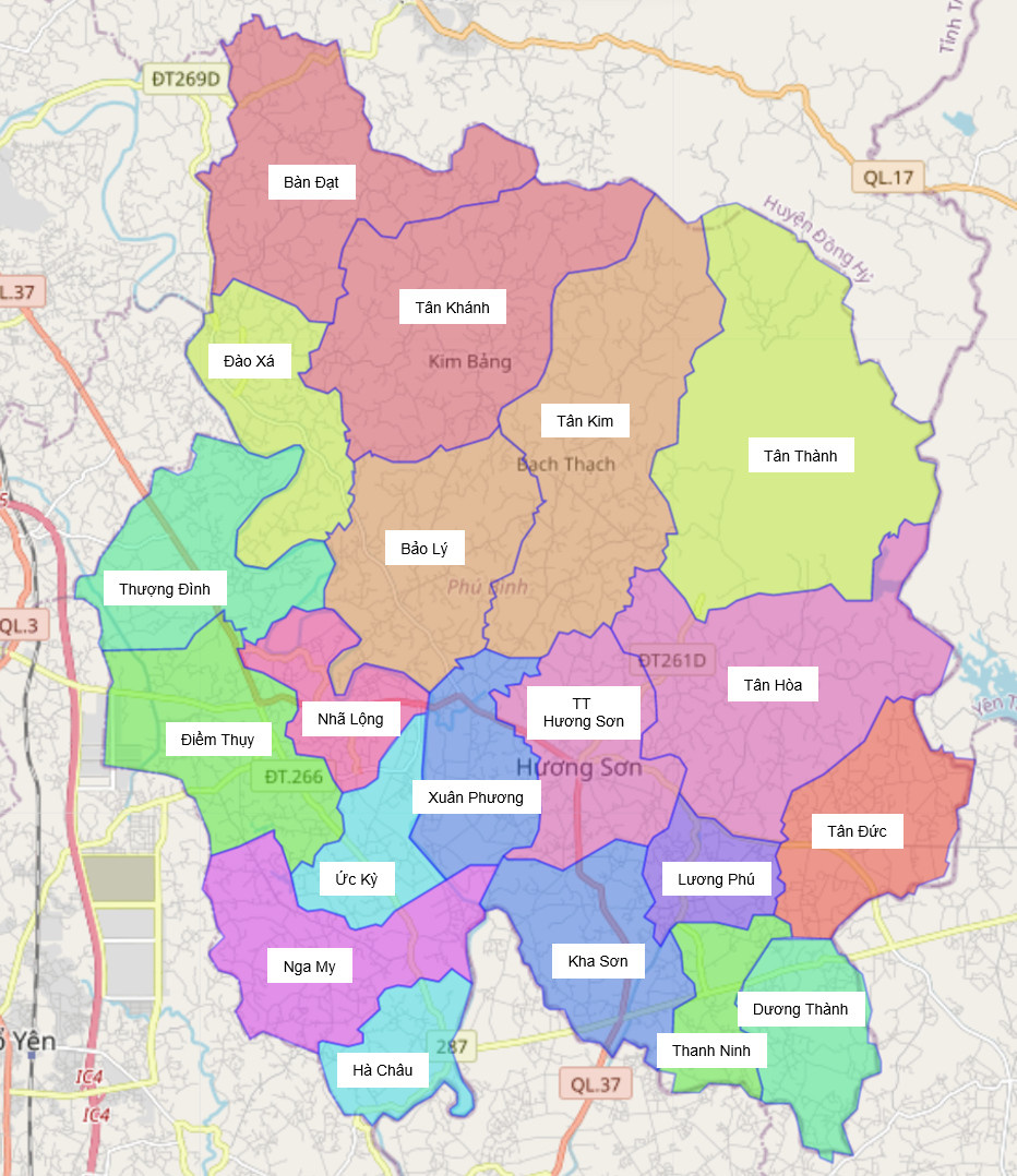 Bản đồ hành chính huyện Phú Bình