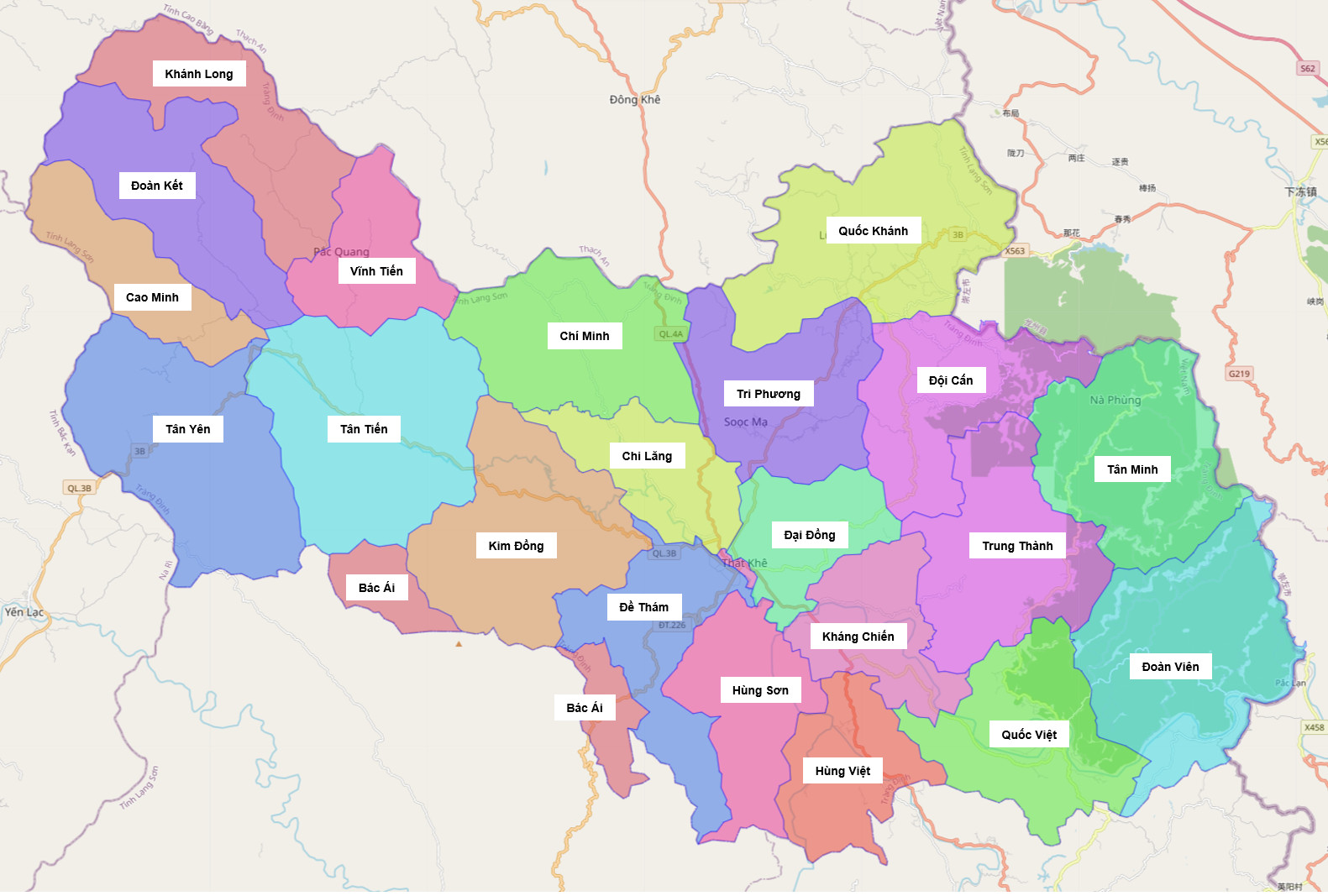 Bản đồ hành chính huyện Tràng Định