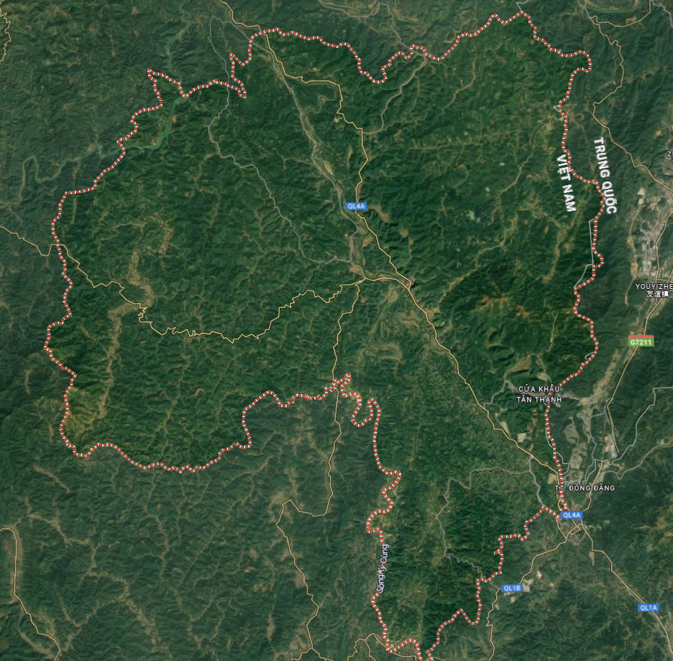Bản đồ vệ tinh huyện Văn Lãng