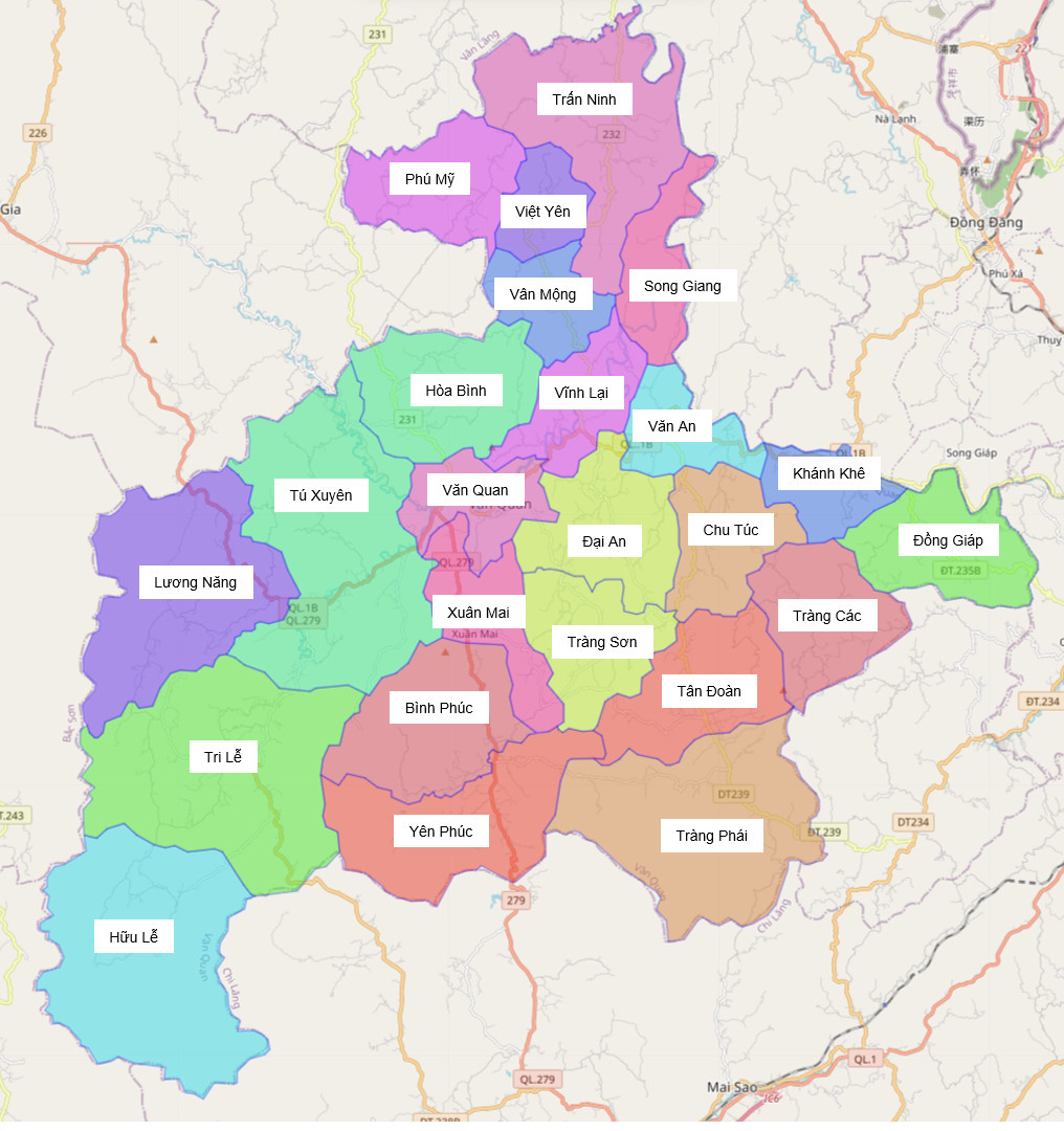 Bản đồ hành chính huyện Văn Quan