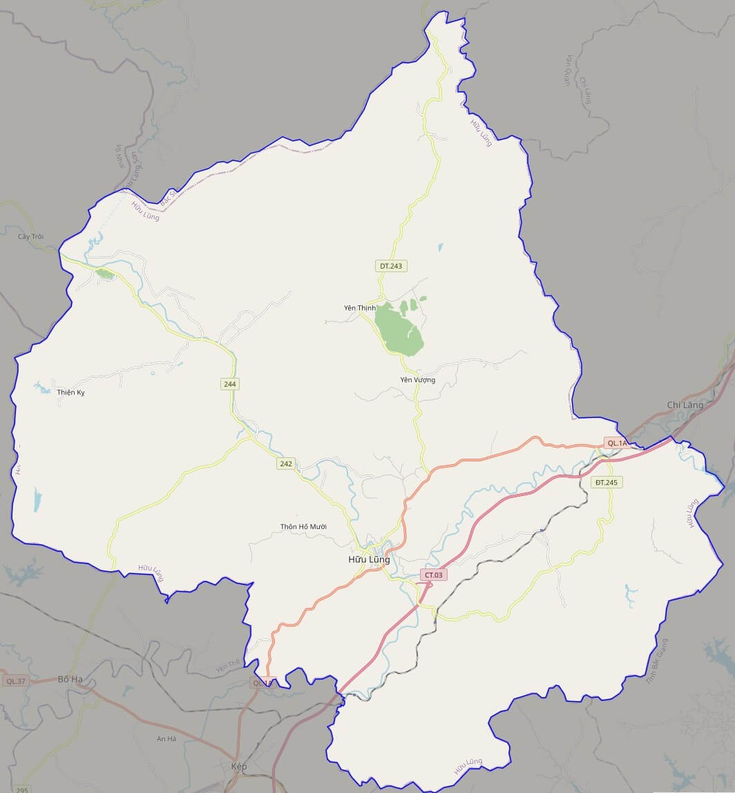 Bản đồ giao thông huyện Hữu Lũng
