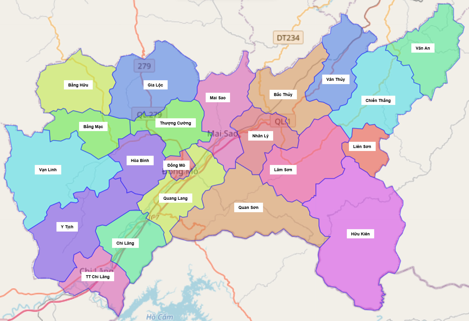 Bản đồ hành chính huyện Chi Lăng