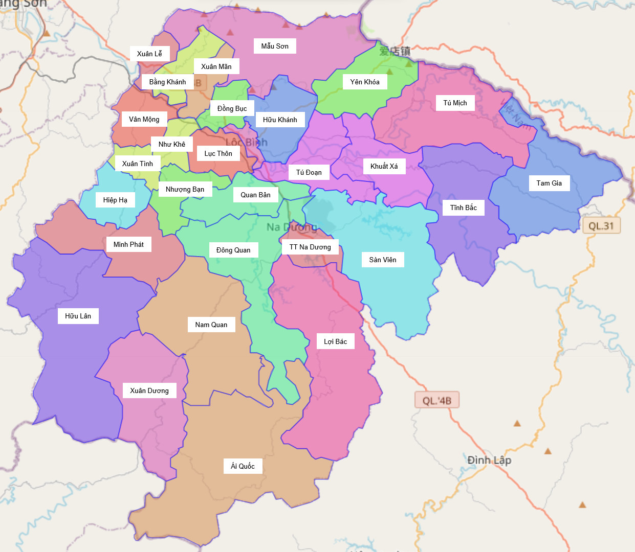 Bản đồ hành chính huyện Lộc Bình
