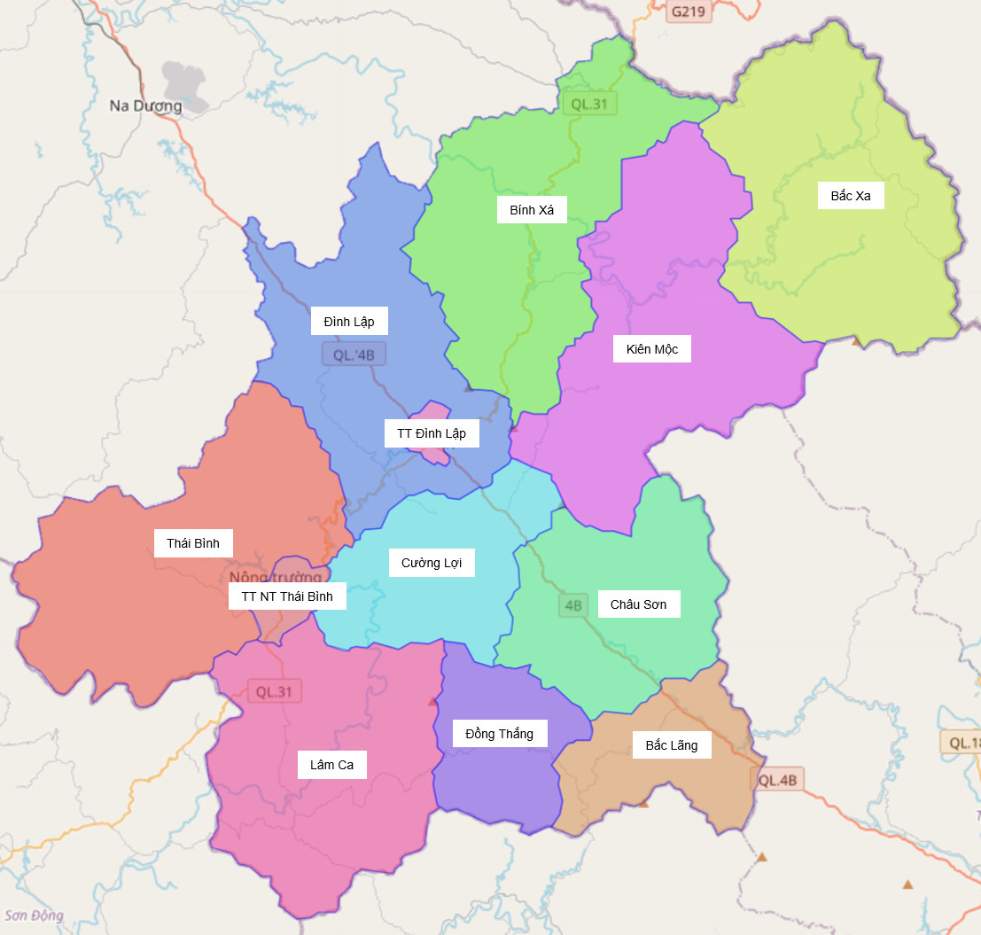 bản đồ huyện đình lập - lạng sơn