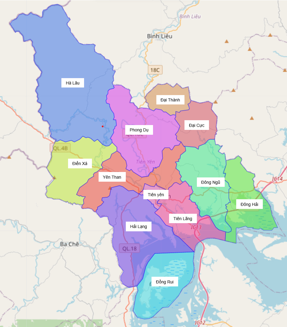 Bản đồ hành chính huyện Tiên Yên
