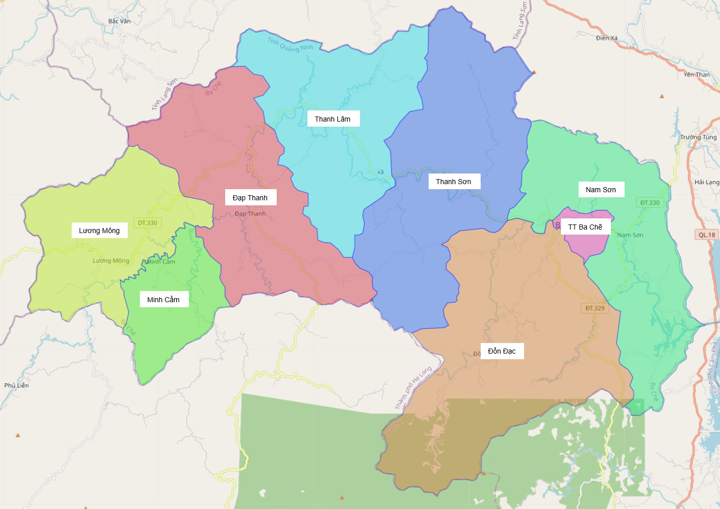 Bản đồ hành chính huyện Ba Chẽ