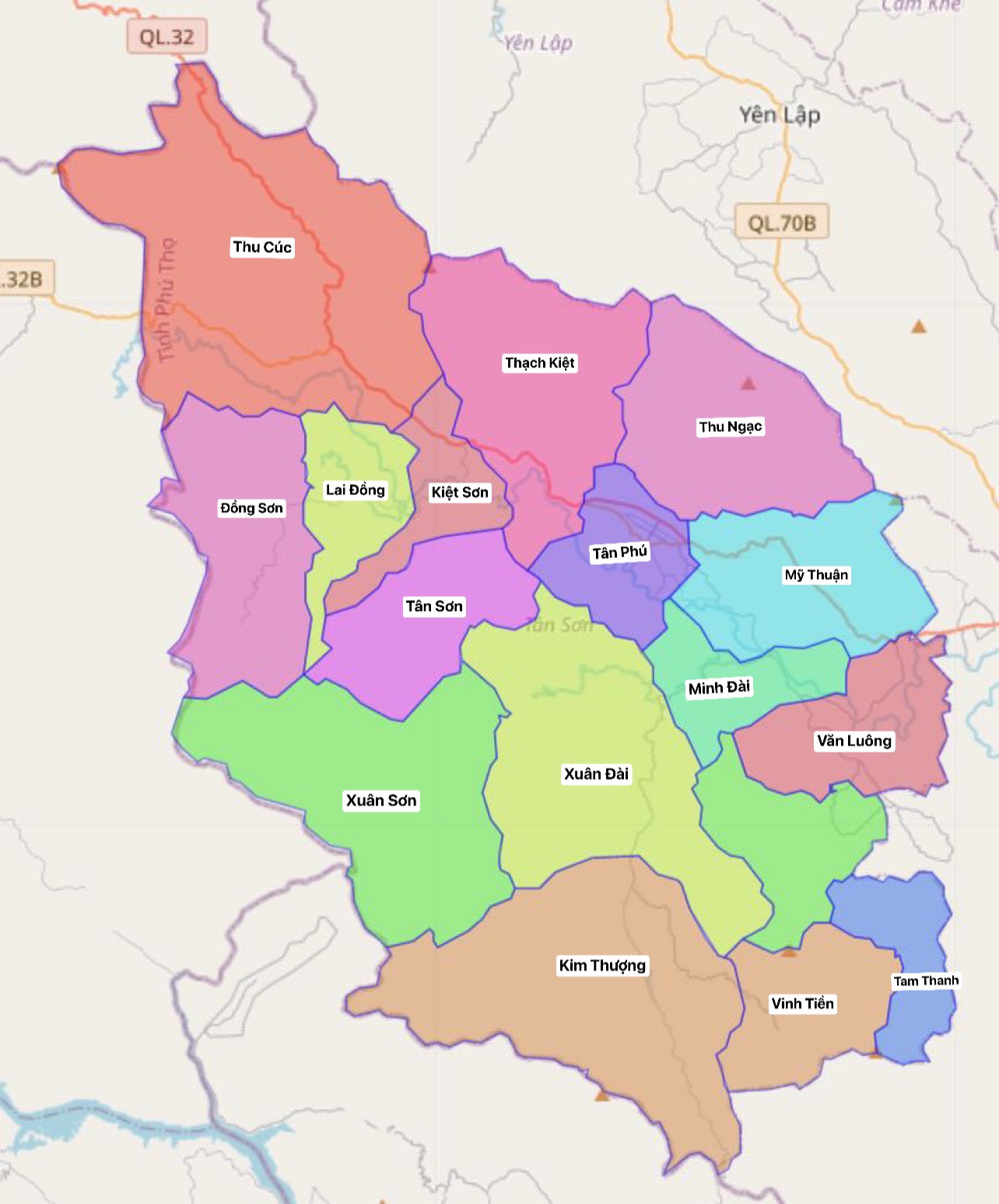 Bản đồ huyện Tân Sơn, Phú Thọ cung cấp đầy đủ thông tin du lịch hấp dẫn với nhiều địa điểm đẹp và lịch sử. Năm 2024, Tân Sơn sẽ phát triển mạnh mẽ và là một điểm đến không thể bỏ qua.