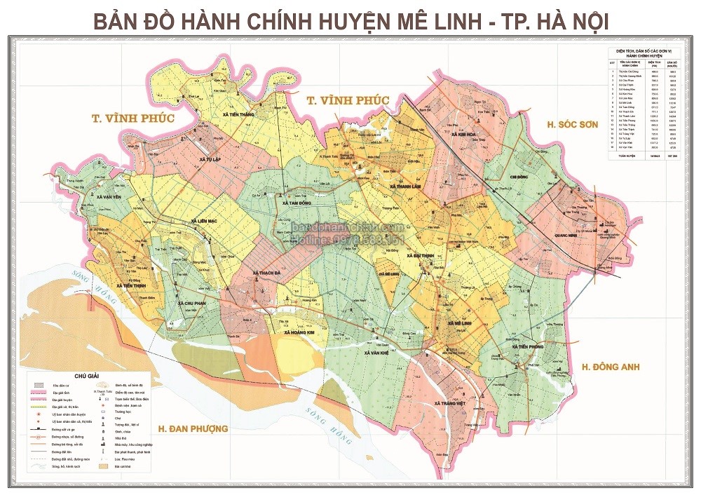 bản đồ hành chính huyện Mê Linh