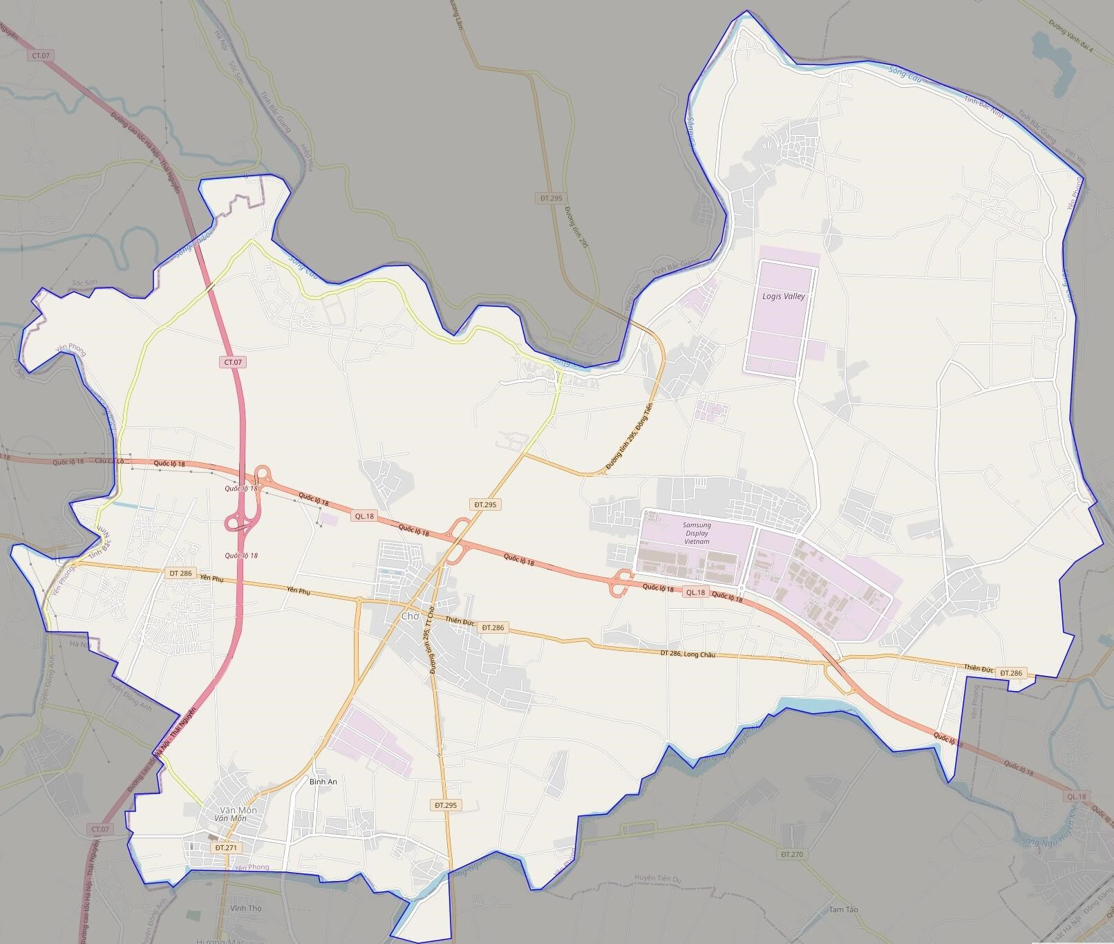Bản đồ giao thông huyện Yên Phong