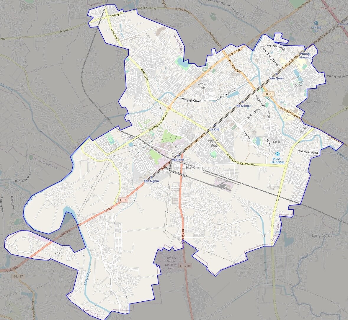 bản đồ giao thông quận hà đông