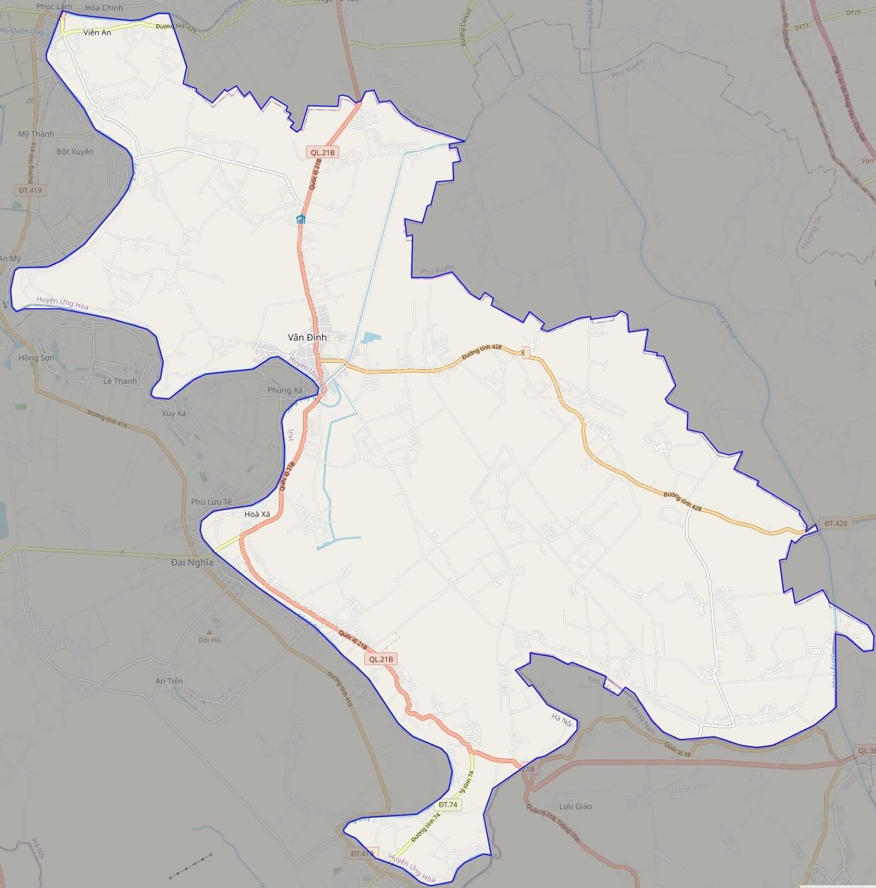 bản đồ giao thông huyện Ứng Hòa