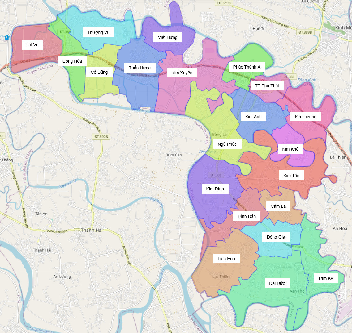 Bản đồ hành chính huyện Kinh Thành
